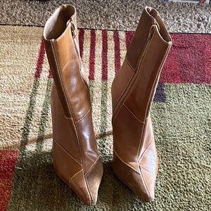 Brown Leather Patch Boots